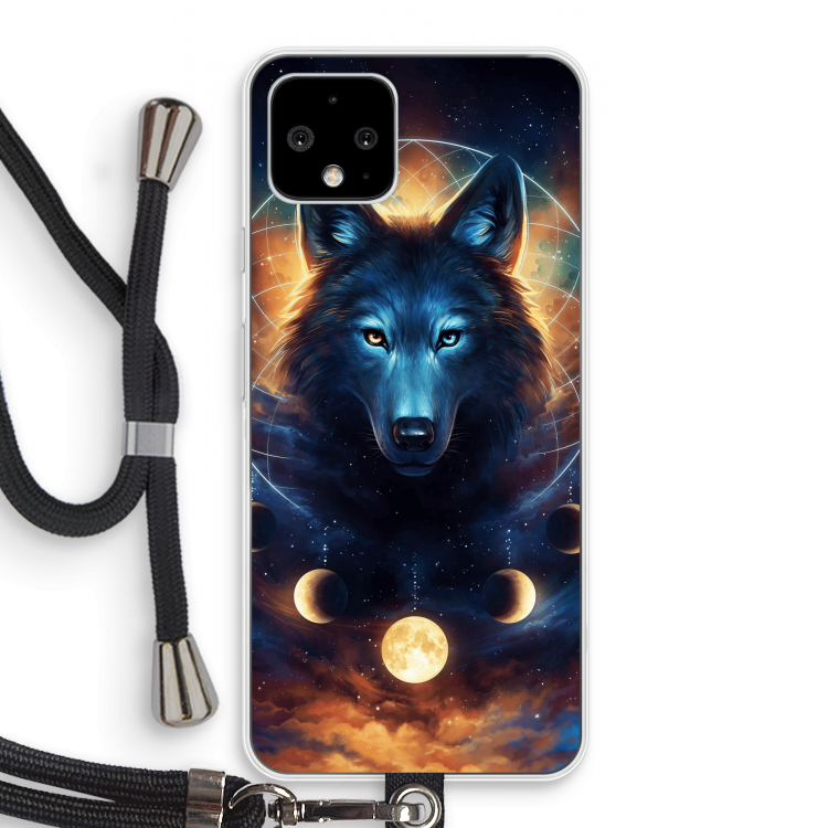 Wolf Dreamcatcher: Pixel 4 Transparant Hoesje met koord