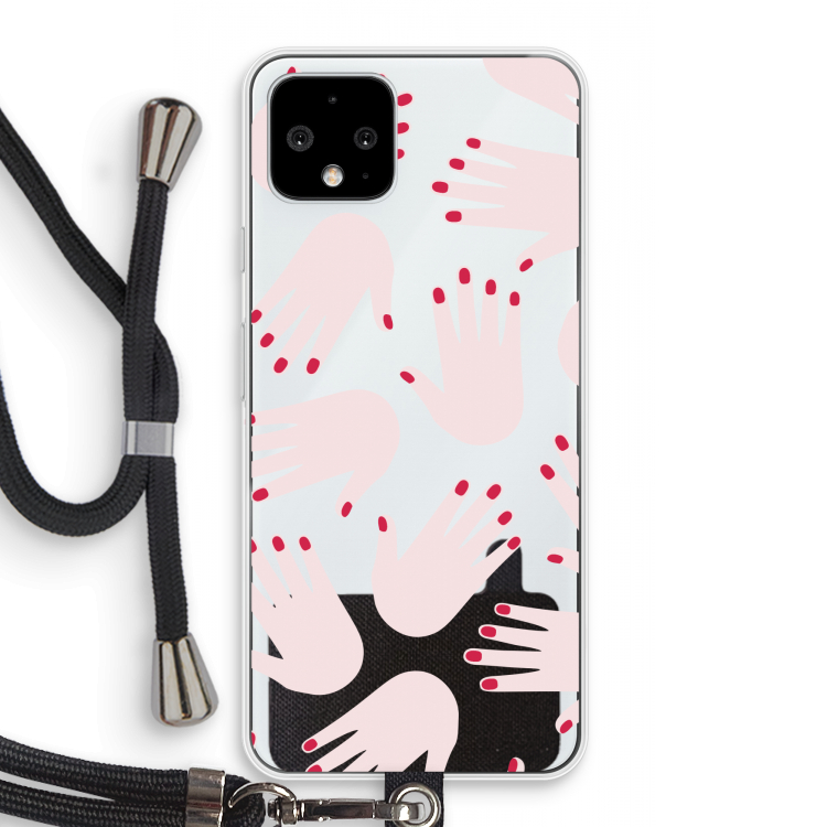 Hands pink: Pixel 4 Transparant Hoesje met koord