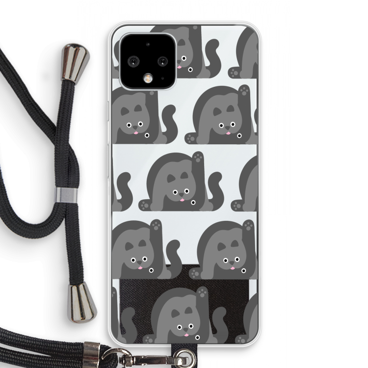 Cats: Pixel 4 Transparant Hoesje met koord