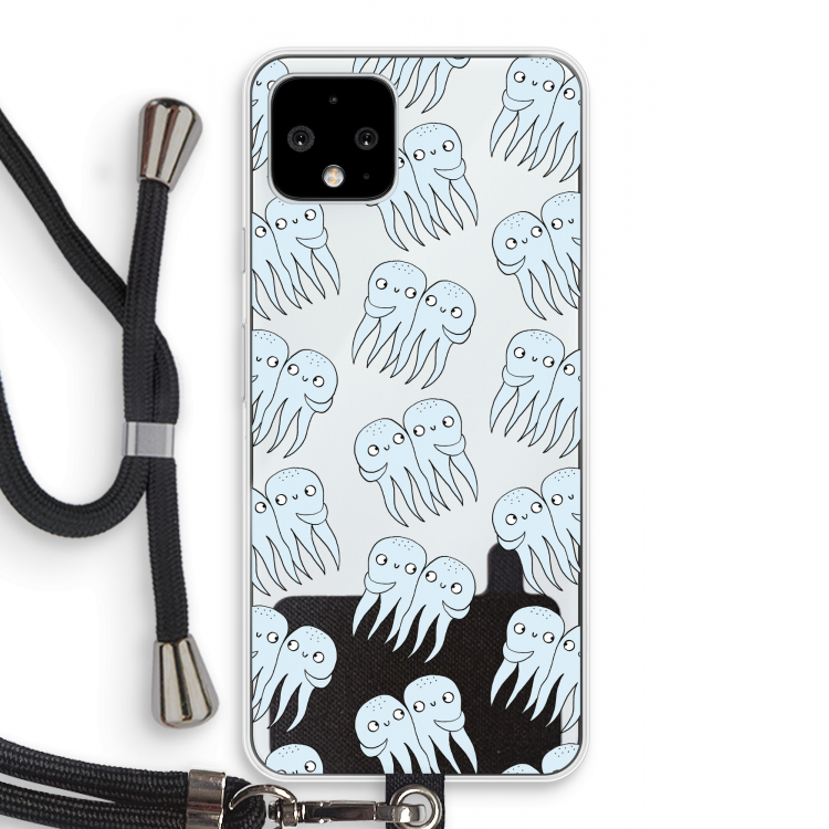 Octopussen: Pixel 4 Transparant Hoesje met koord