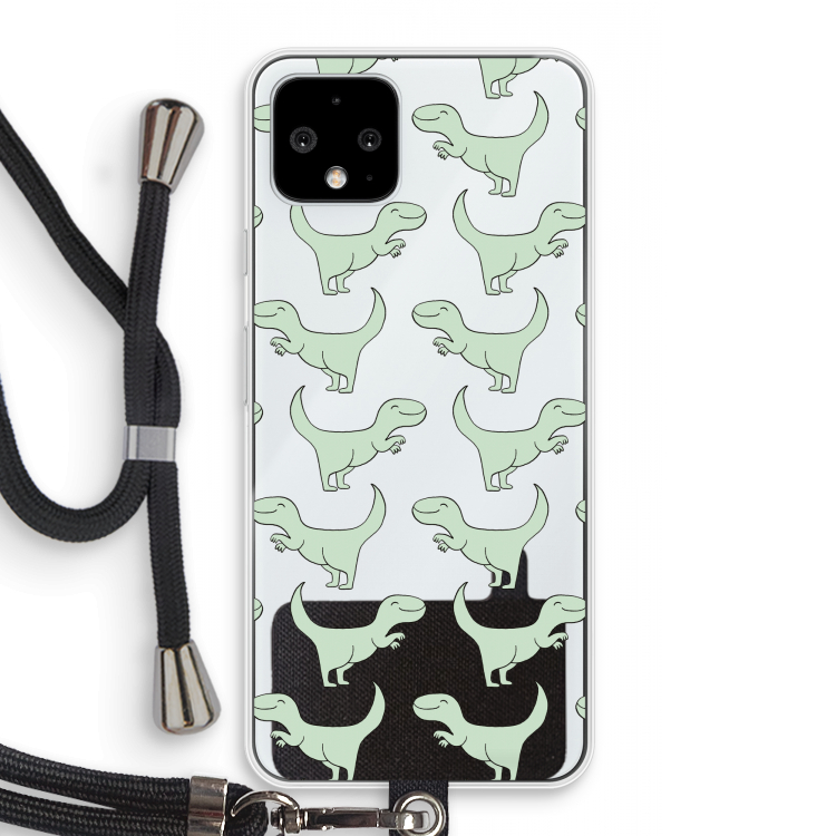 Dinos: Pixel 4 Transparant Hoesje met koord