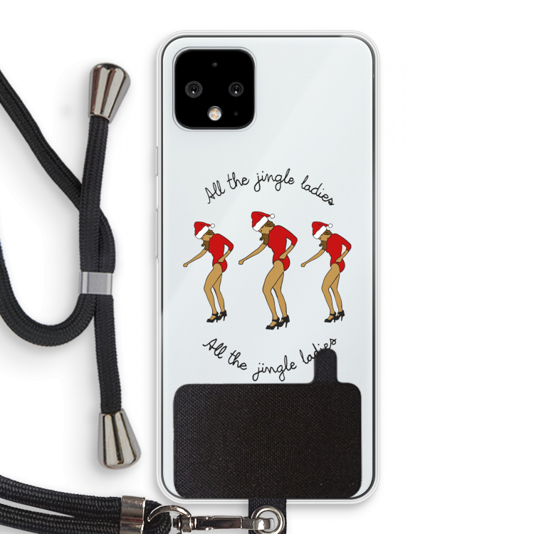 Jingle Ladies: Pixel 4 Transparant Hoesje met koord