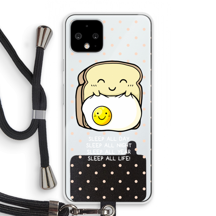 Sleep All Day: Pixel 4 Transparant Hoesje met koord
