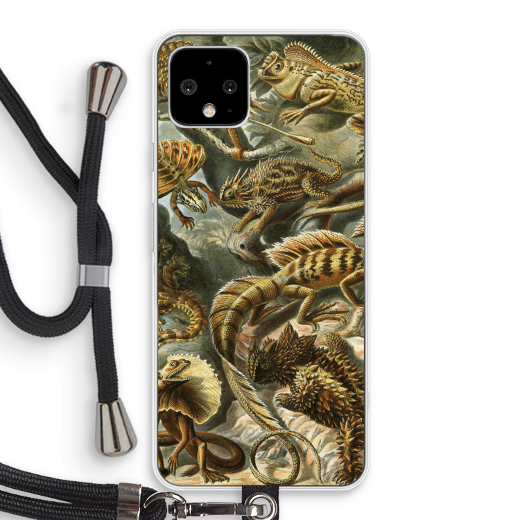 Haeckel Lacertilia: Pixel 4 Transparant Hoesje met koord