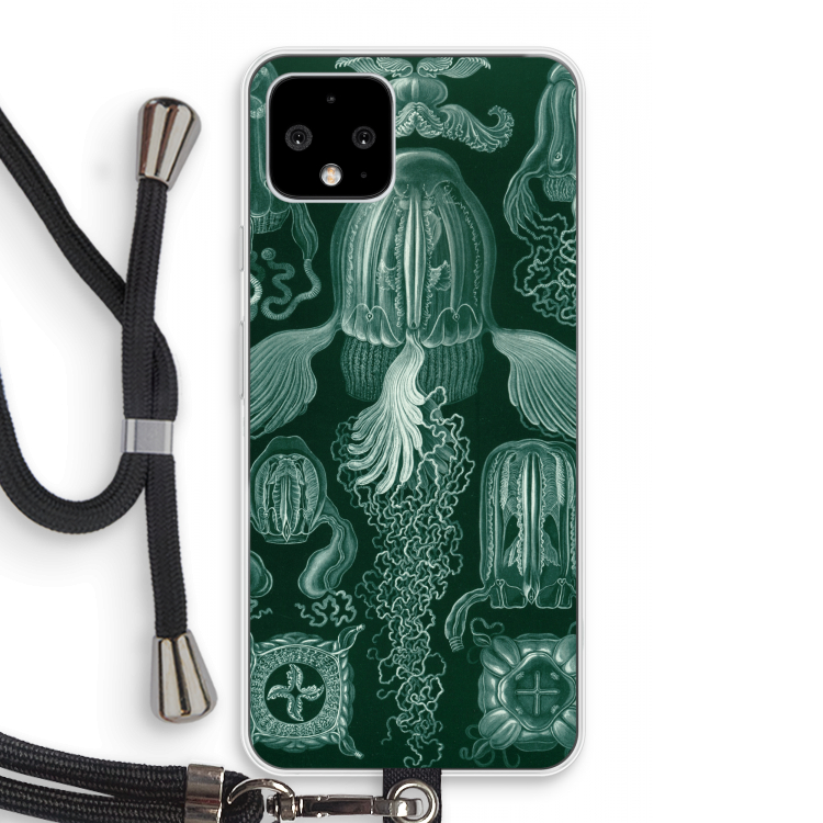 Haeckel Cubomedusae: Pixel 4 Transparant Hoesje met koord