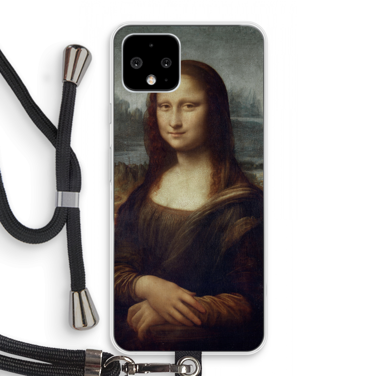 Mona Lisa: Pixel 4 Transparant Hoesje met koord