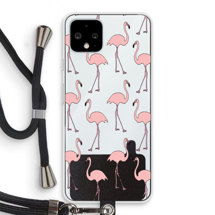 Anything Flamingoes: Pixel 4 Transparant Hoesje met koord
