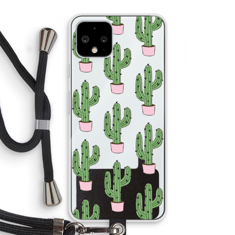 Cactus Lover: Pixel 4 Transparant Hoesje met koord