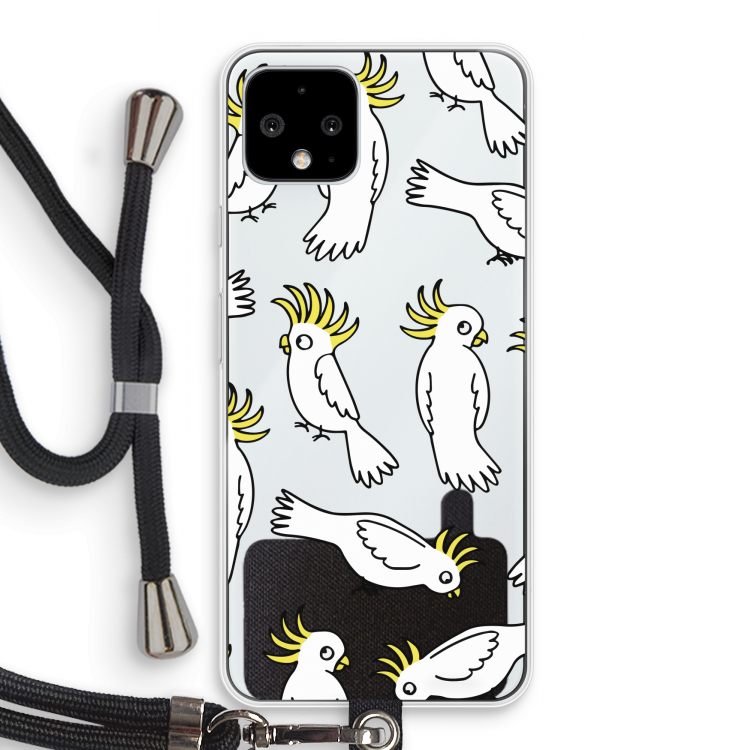 Papegaai: Pixel 4 Transparant Hoesje met koord