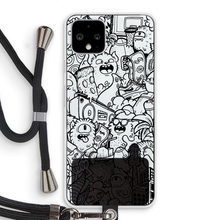 Vexx Black City : Pixel 4 Transparant Hoesje met koord