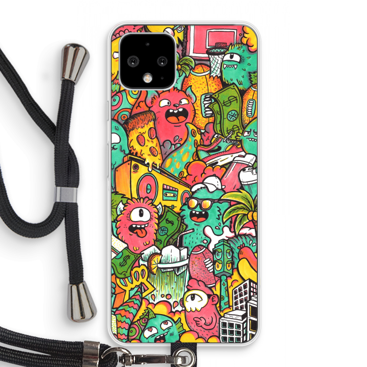 Vexx City: Pixel 4 Transparant Hoesje met koord