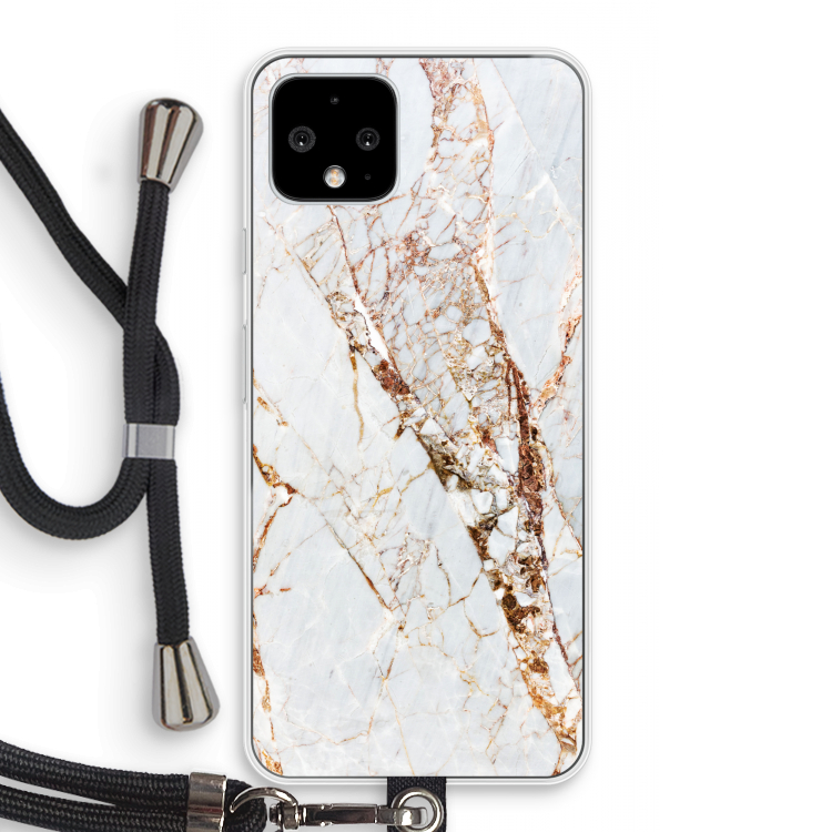 Goud marmer: Pixel 4 Transparant Hoesje met koord