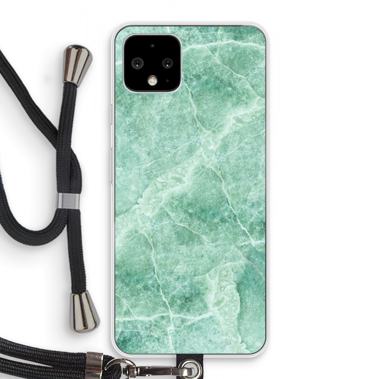 Groen marmer: Pixel 4 Transparant Hoesje met koord