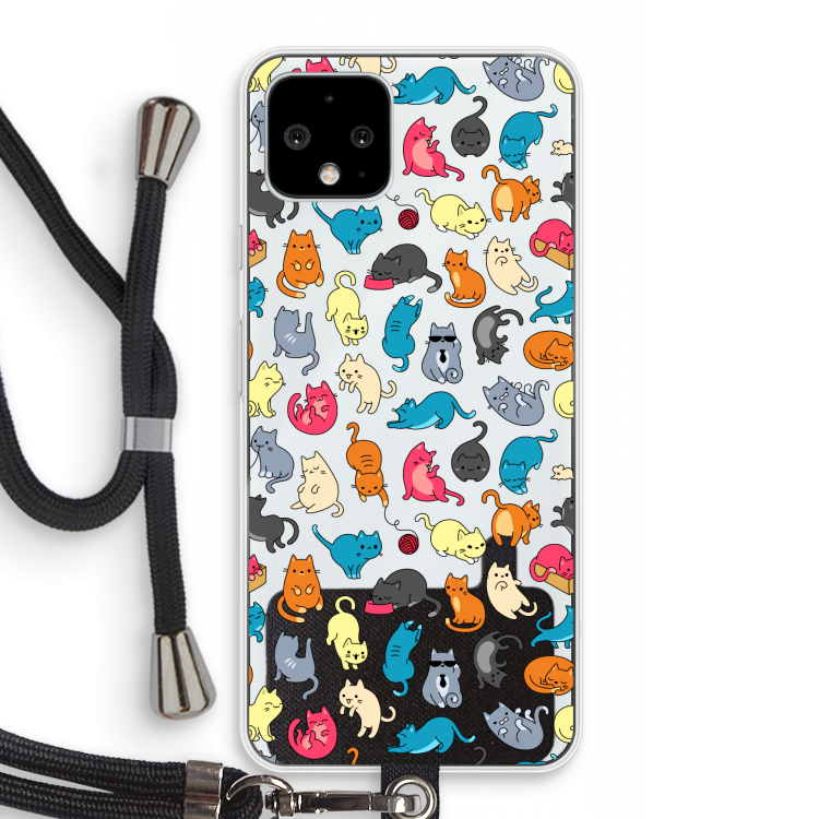Kleurrijke katten: Pixel 4 Transparant Hoesje met koord