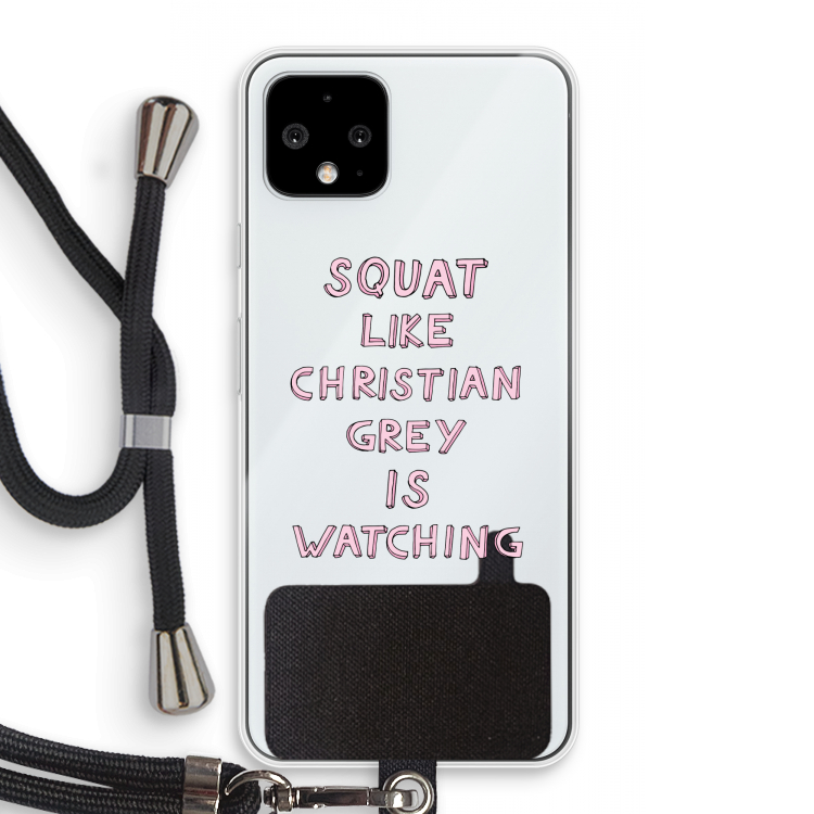 Christian Grey: Pixel 4 Transparant Hoesje met koord