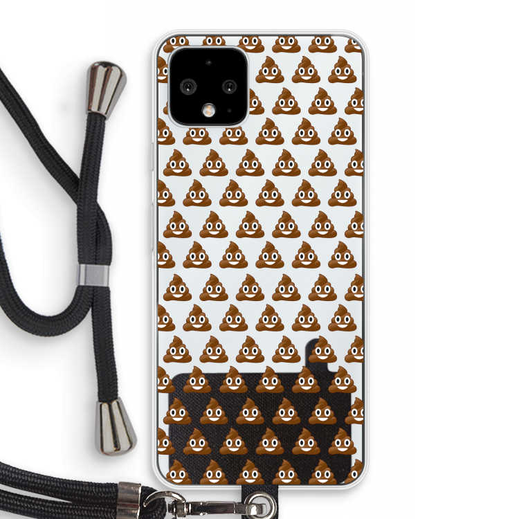 Poop emoji: Pixel 4 Transparant Hoesje met koord