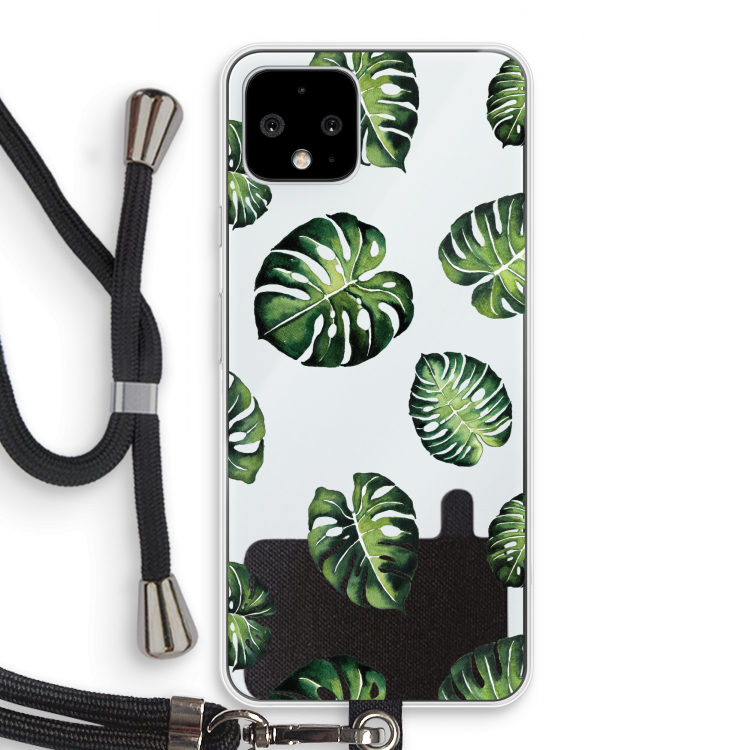 Tropische bladeren: Pixel 4 Transparant Hoesje met koord