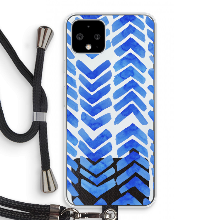 Blauwe pijlen: Pixel 4 Transparant Hoesje met koord