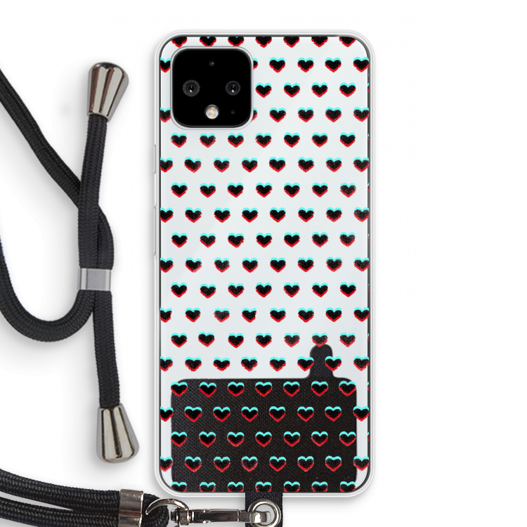 Hartjes: Pixel 4 Transparant Hoesje met koord