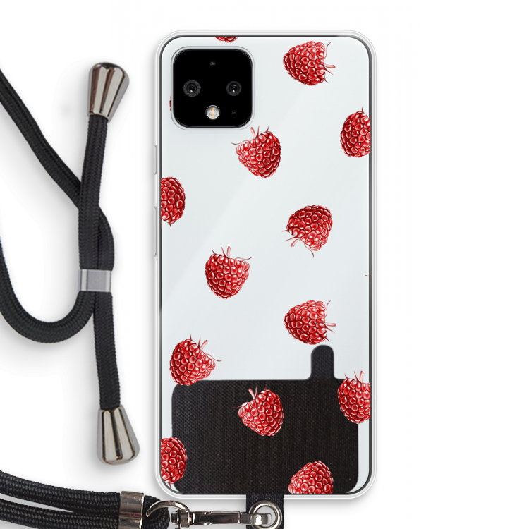 Framboosjes: Pixel 4 Transparant Hoesje met koord
