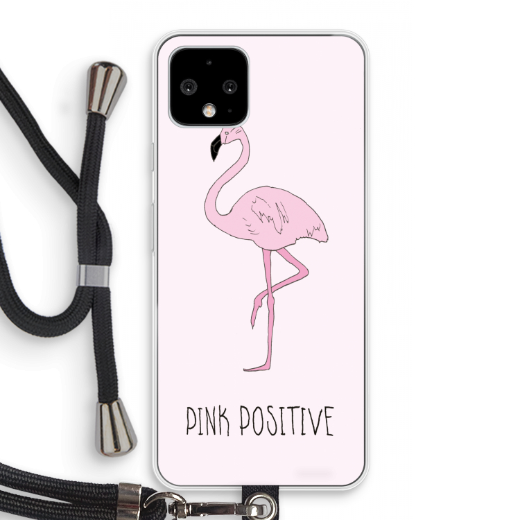 Pink positive: Pixel 4 Transparant Hoesje met koord