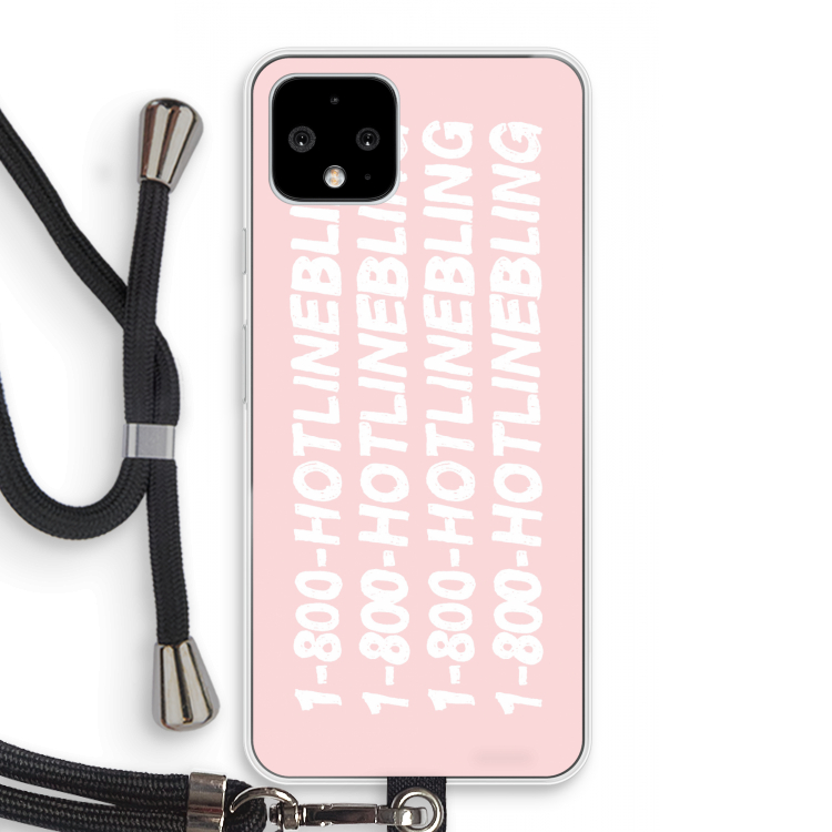 Hotline bling pink: Pixel 4 Transparant Hoesje met koord