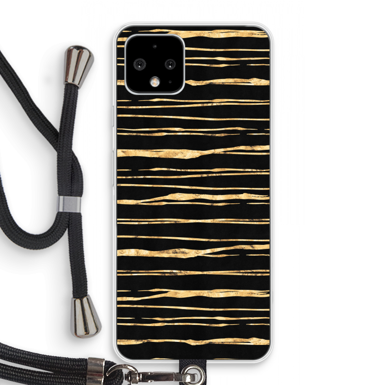 Gouden strepen: Pixel 4 Transparant Hoesje met koord
