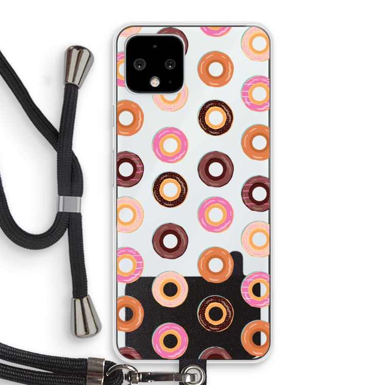 Donuts: Pixel 4 Transparant Hoesje met koord