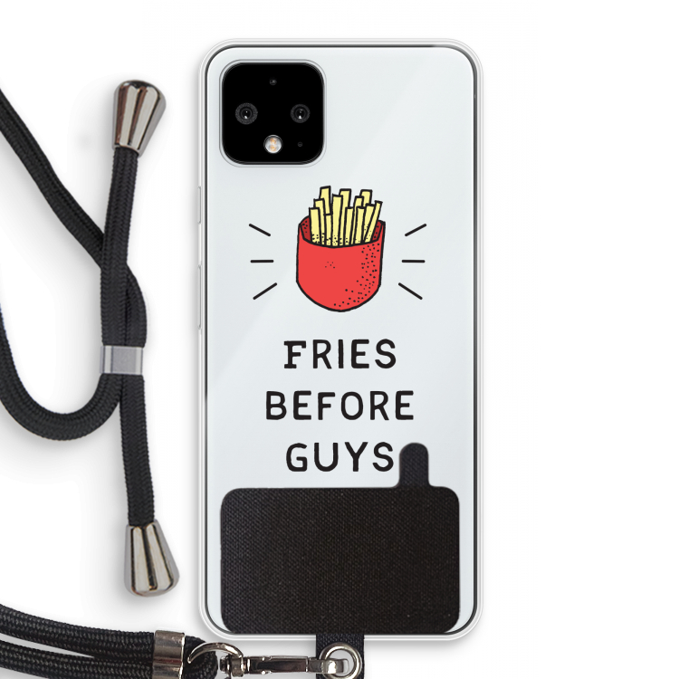 Fries before guys: Pixel 4 Transparant Hoesje met koord
