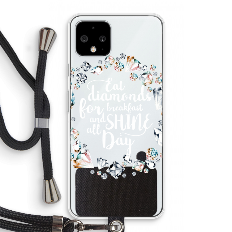 Diamonds: Pixel 4 Transparant Hoesje met koord