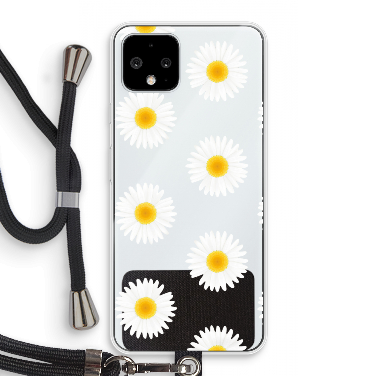 Margrietjes: Pixel 4 Transparant Hoesje met koord