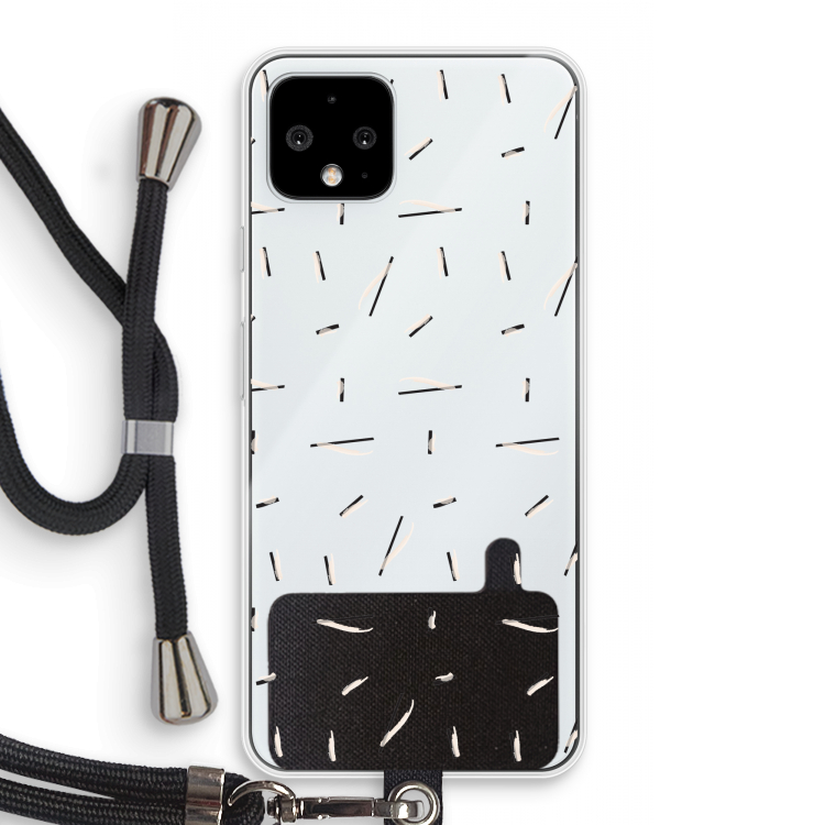 Hipster stripes: Pixel 4 Transparant Hoesje met koord