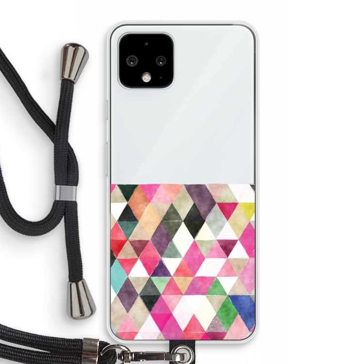 Gekleurde driehoekjes: Pixel 4 Transparant Hoesje met koord