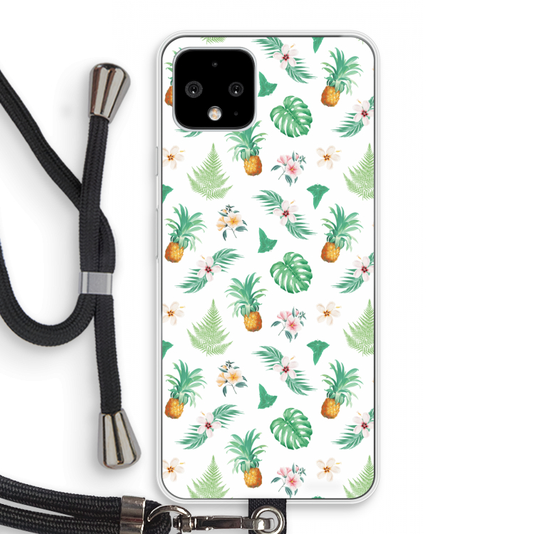Ananas bladeren: Pixel 4 Transparant Hoesje met koord