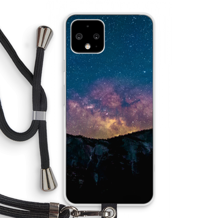Travel to space: Pixel 4 Transparant Hoesje met koord