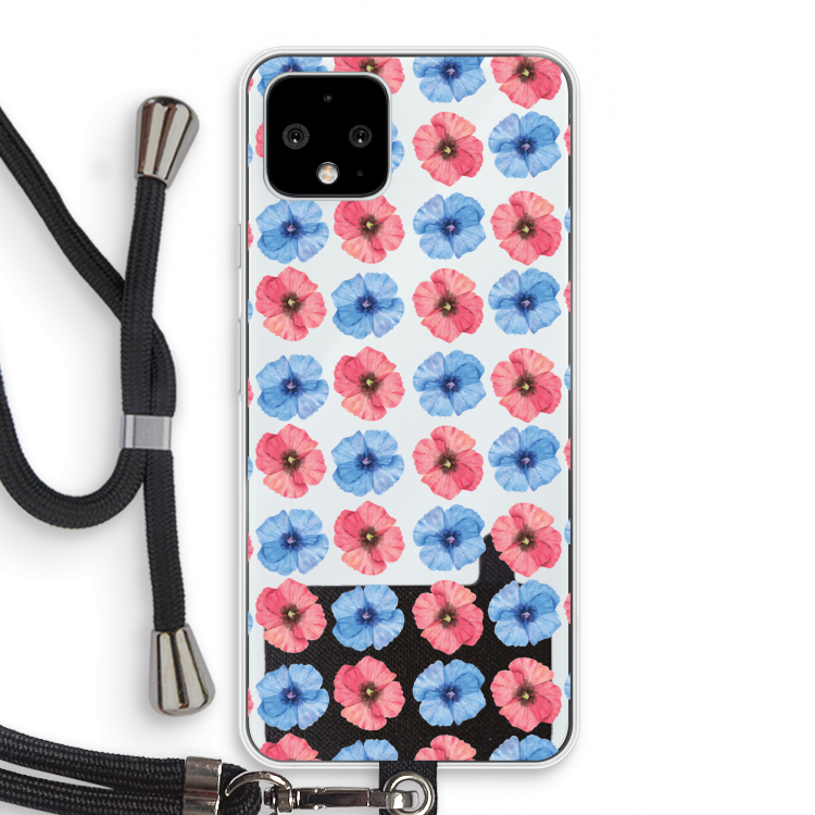 Klaproosjes: Pixel 4 Transparant Hoesje met koord