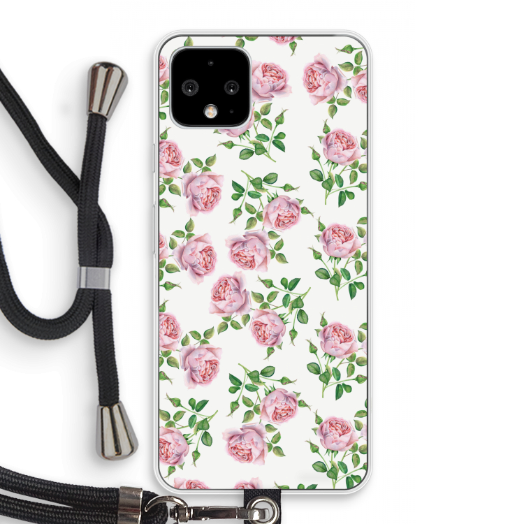 Kleine roosjes: Pixel 4 Transparant Hoesje met koord