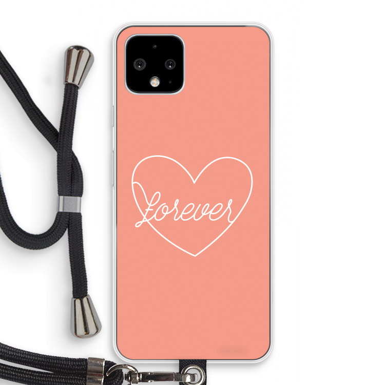 Forever heart: Pixel 4 Transparant Hoesje met koord