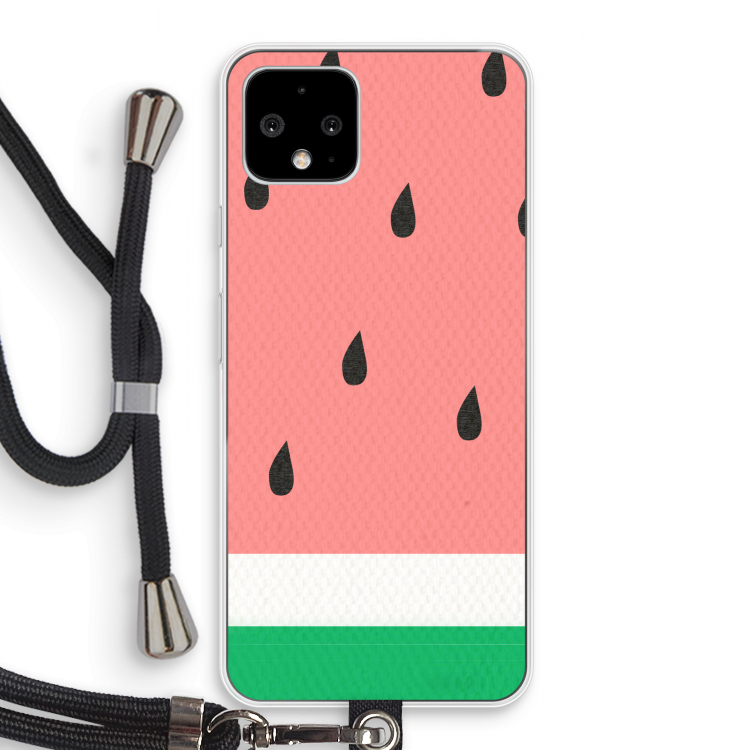 Watermeloen: Pixel 4 Transparant Hoesje met koord