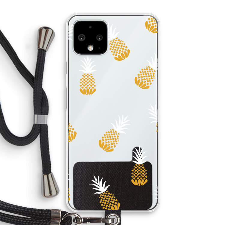 Ananasjes: Pixel 4 Transparant Hoesje met koord