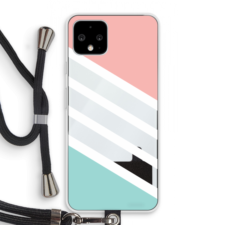 Strepen pastel: Pixel 4 Transparant Hoesje met koord