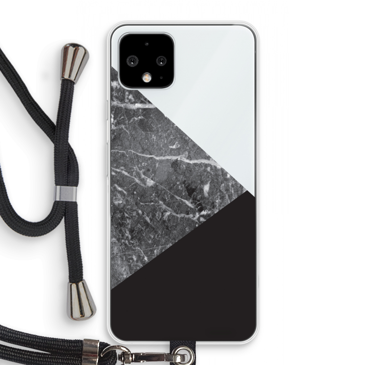 Combinatie marmer: Pixel 4 Transparant Hoesje met koord