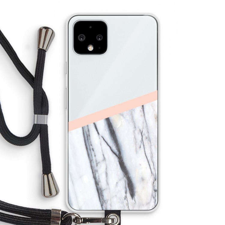 A touch of peach: Pixel 4 Transparant Hoesje met koord
