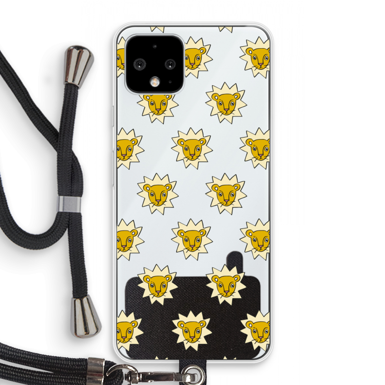 Leeuwenkoppen: Pixel 4 Transparant Hoesje met koord