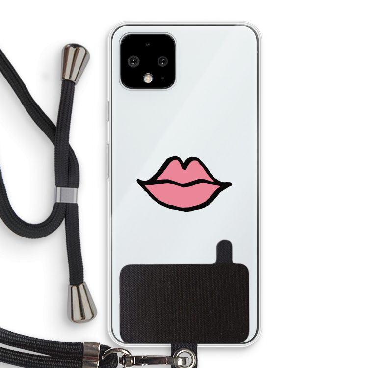 Kusje: Pixel 4 Transparant Hoesje met koord