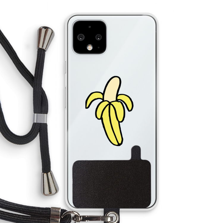 Banana: Pixel 4 Transparant Hoesje met koord