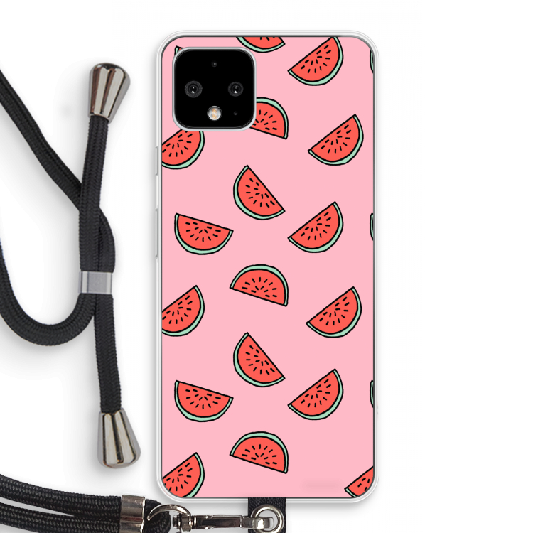 Watermeloen: Pixel 4 Transparant Hoesje met koord