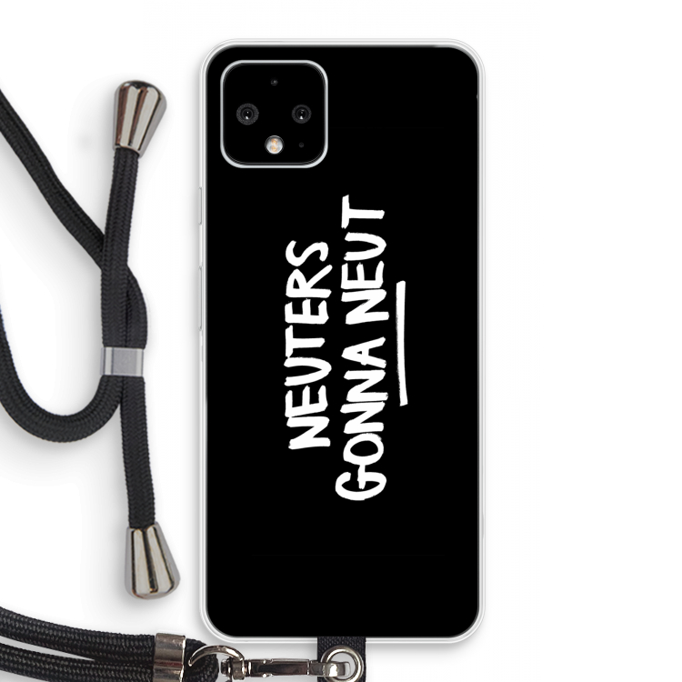 Neuters (zwart): Pixel 4 Transparant Hoesje met koord