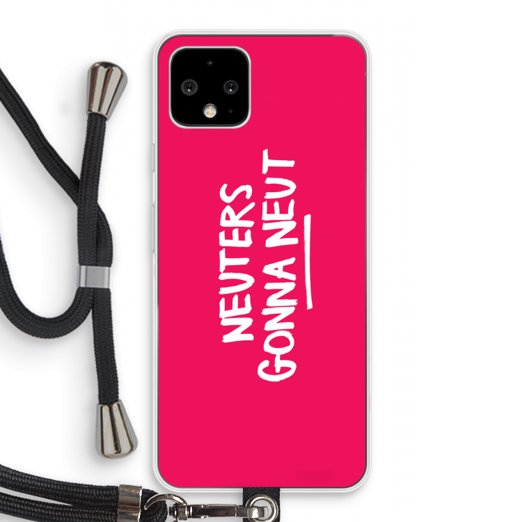 Neuters (roze): Pixel 4 Transparant Hoesje met koord