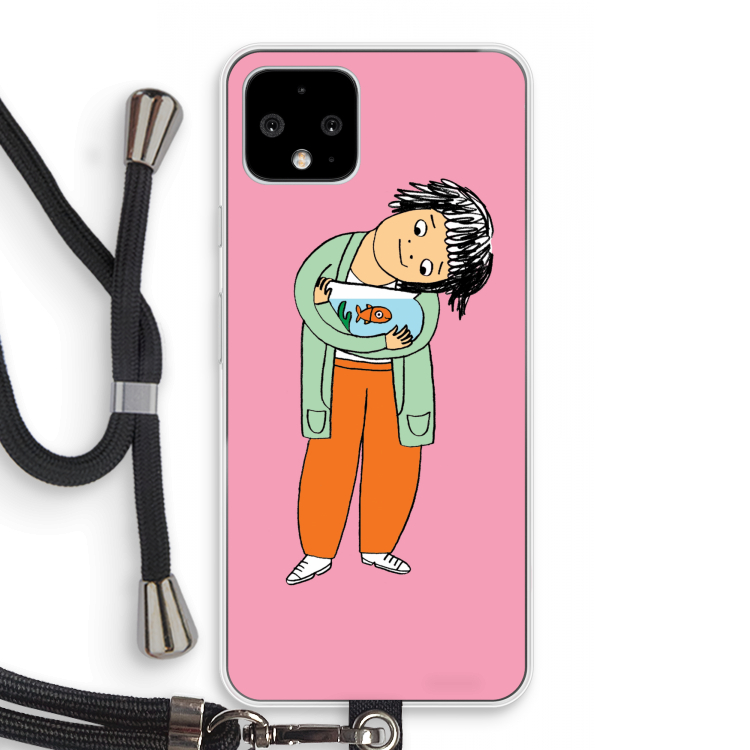 Visknuffel: Pixel 4 Transparant Hoesje met koord